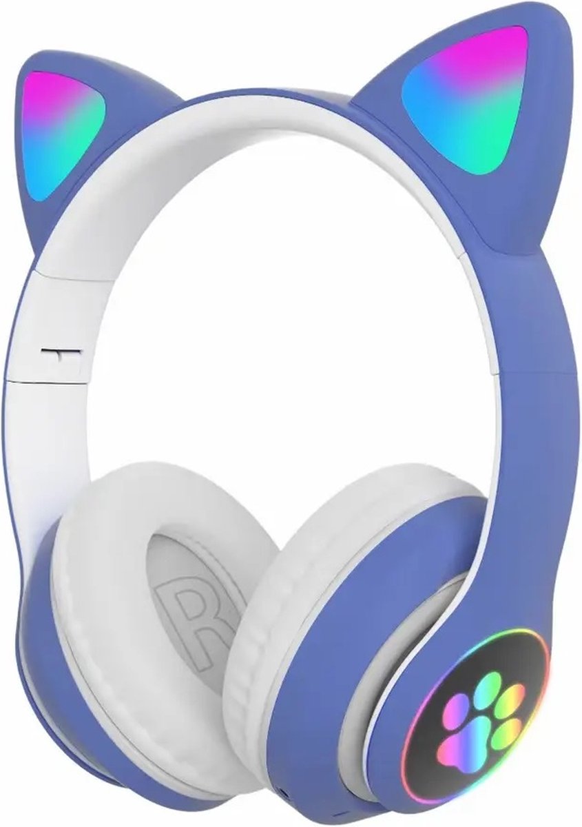 Foney Draadloze kinder bluetooth 5.0 hoofdtelefoon cat-ear – blauw